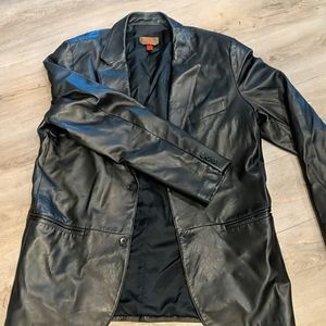 Men's tall XL leather dress coat